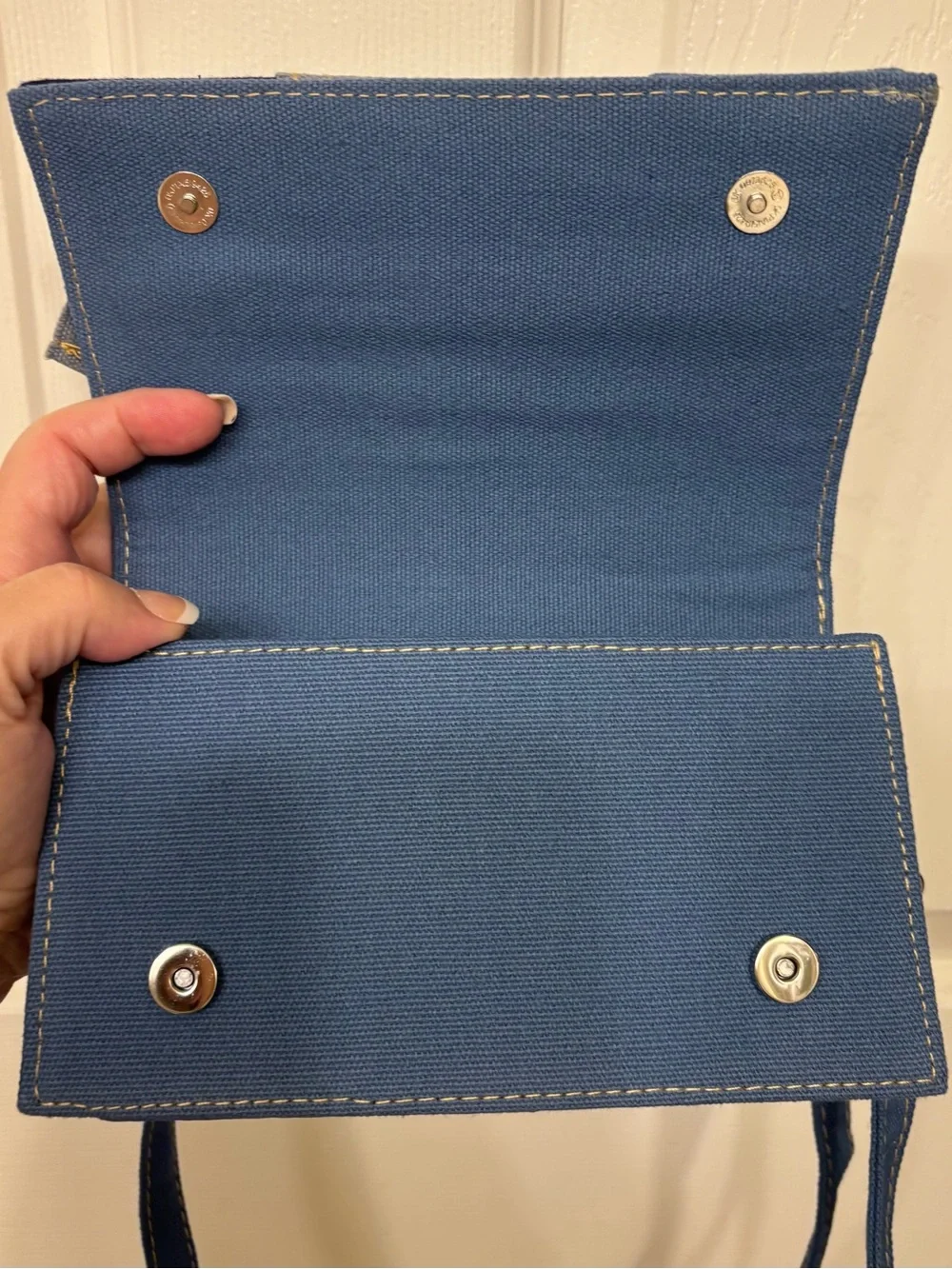Denim patchwork mini crossbody NWOT